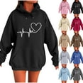 thumbnail image 2 of ShiShine Hoodies for Women Long Sleeve Love Printed Oversized Sweatshirts Drawstring Loose Fit Pullover Tops with Pocket, 2 of 5