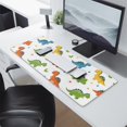 thumbnail image 2 of Long Mouse Pads for Desk,White Cartoon Dinosaurs Leaves Pattern Desk Mats on Top Of Desks, Desk Mouse Pad Extra Large with 3mm Non-Slip Base and Stitched Edge for Gaming,Office,Work,Home 31.5"x11.8", 2 of 6
