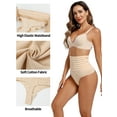 thumbnail image 3 of ANYFIT WEAR 2 Pack Shapewear Thong Panties for Women High Waist Tummy Control Body Shaper Seamless Slimmer Underwear Beige L, 3 of 7