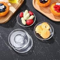 Topbathy 4Pcs Clear Glass Saucer Round Plates for Hotel Home Use Households