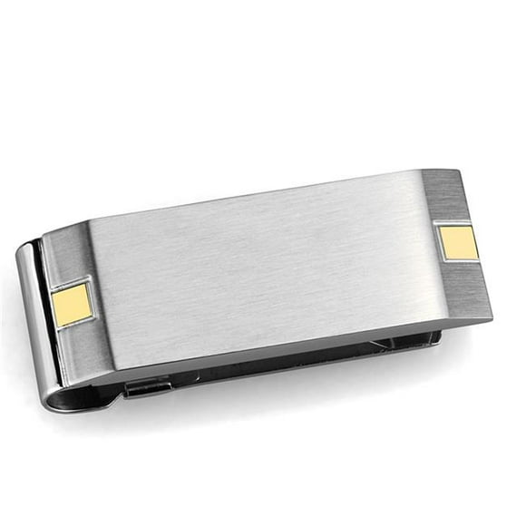 Men Two-Tone IP Gold Stainless Steel Money Clip with No Stone in No Stone