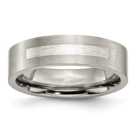 Two-Tone Titanium Ring Band Wedding Sterling Silver