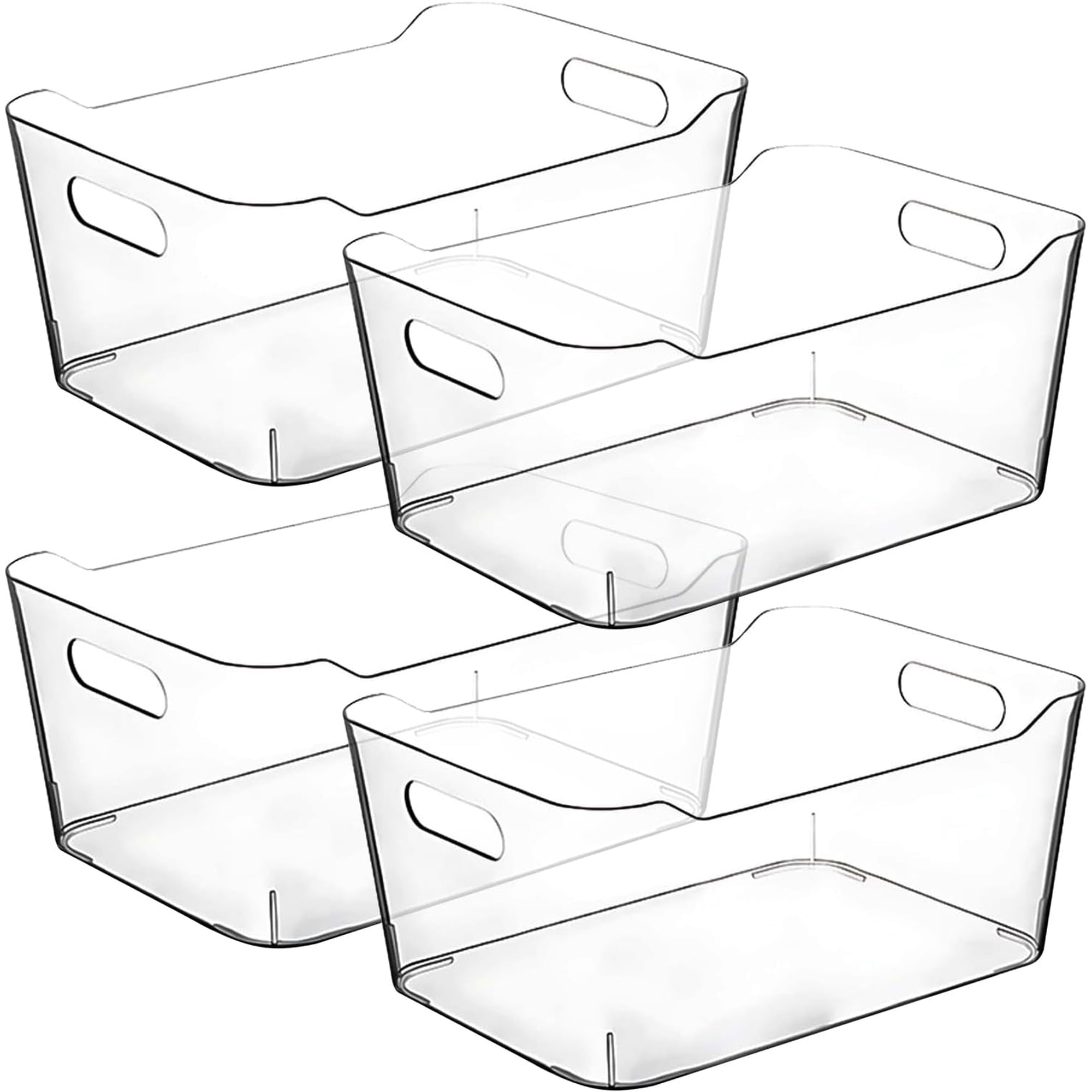 Clear Plastic Storage Bins for Kitchen Pantry Freezer and Fridge Organizer Containers for Medicine Closet and Cabinet Storage