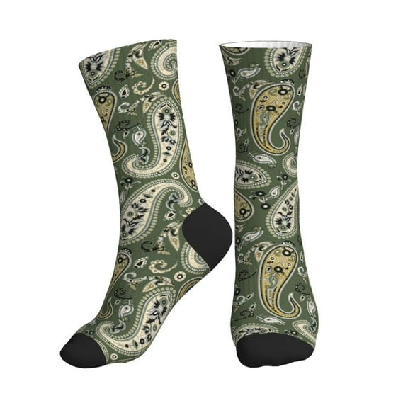 Crew Socks for Women Men Athletic - Paisley Pattern No.90100 Soft Comfort Breathable Mid-Calf Sole Running Socks Womens Men