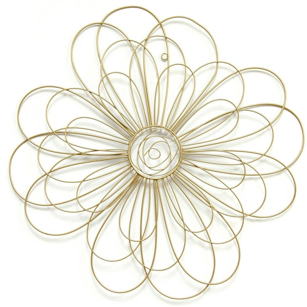 Stratton Home Decor Gold Wire Flower Metal Wall Com - Wire Wall Art Home Decor
