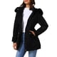 thumbnail image 4 of Abrigo de invierno grueso tipo puffer para mujer INSPIRE CHIC con capucha de piel sintética removible, chaqueta parka cálida, color negro, 4 of 6