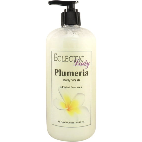 Plumeria Body Wash by Eclectic Lady, Liquid Shower Gel for Women and Men, 16 Ounces