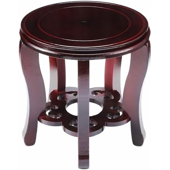 11 Inch Wooden Oriental Plant Stand Chinese Vase Pot Display Stand Round Asian Style Wood Tall Planter Display Fishbowl Fish Tank Traditional Base for Home Indoor Outdoor Decoration$$Garden & Patio