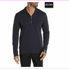 BOSS hugo Siegal Quarter Zip sweatshirt Top ,Navy,Sz L