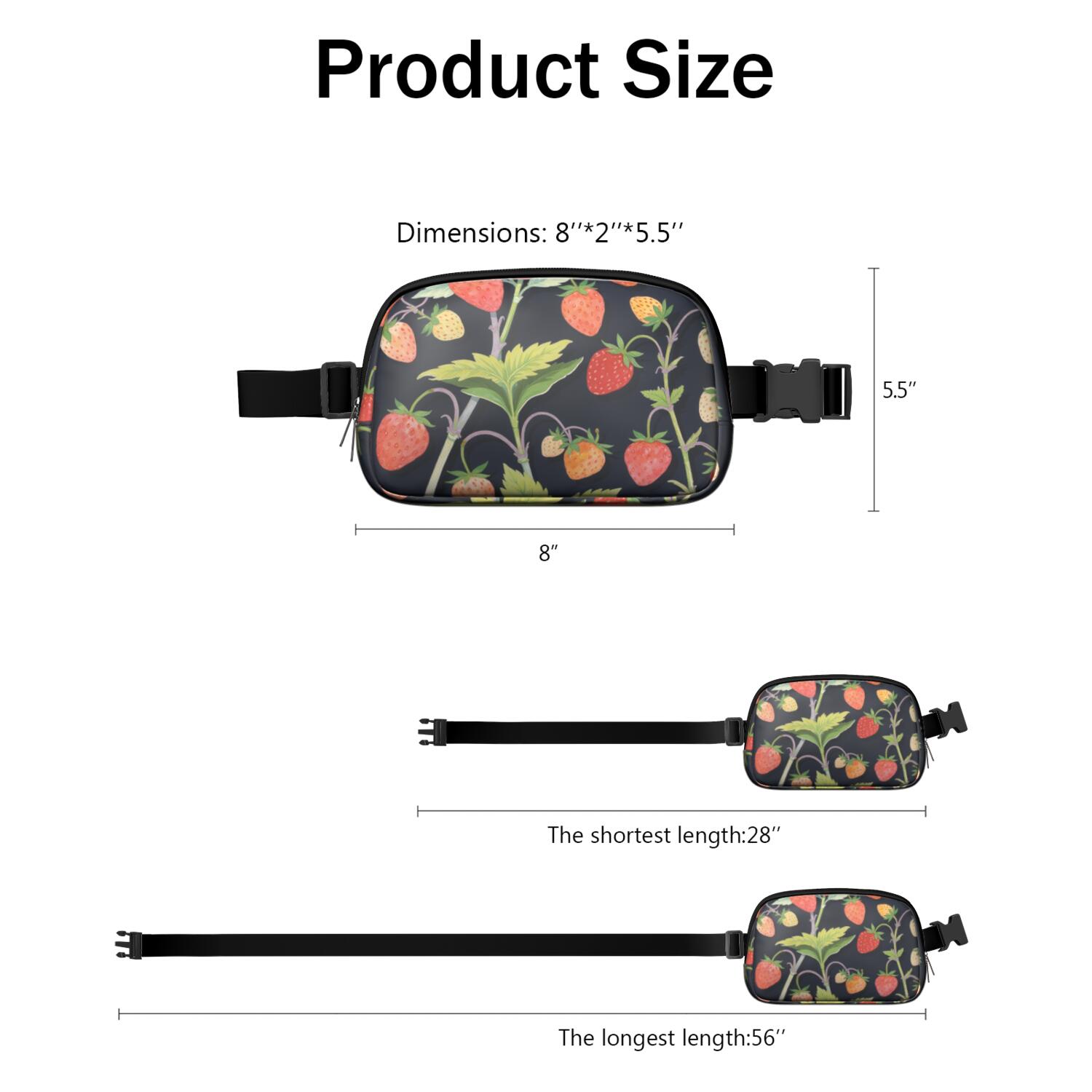 Fanny Pack Strawberry Waist Bag Running Belt Bag for Jogging for Women Casual Waist Packs with Adjustable Strap Waterproof Belt Bag for Workout Running Travelling
