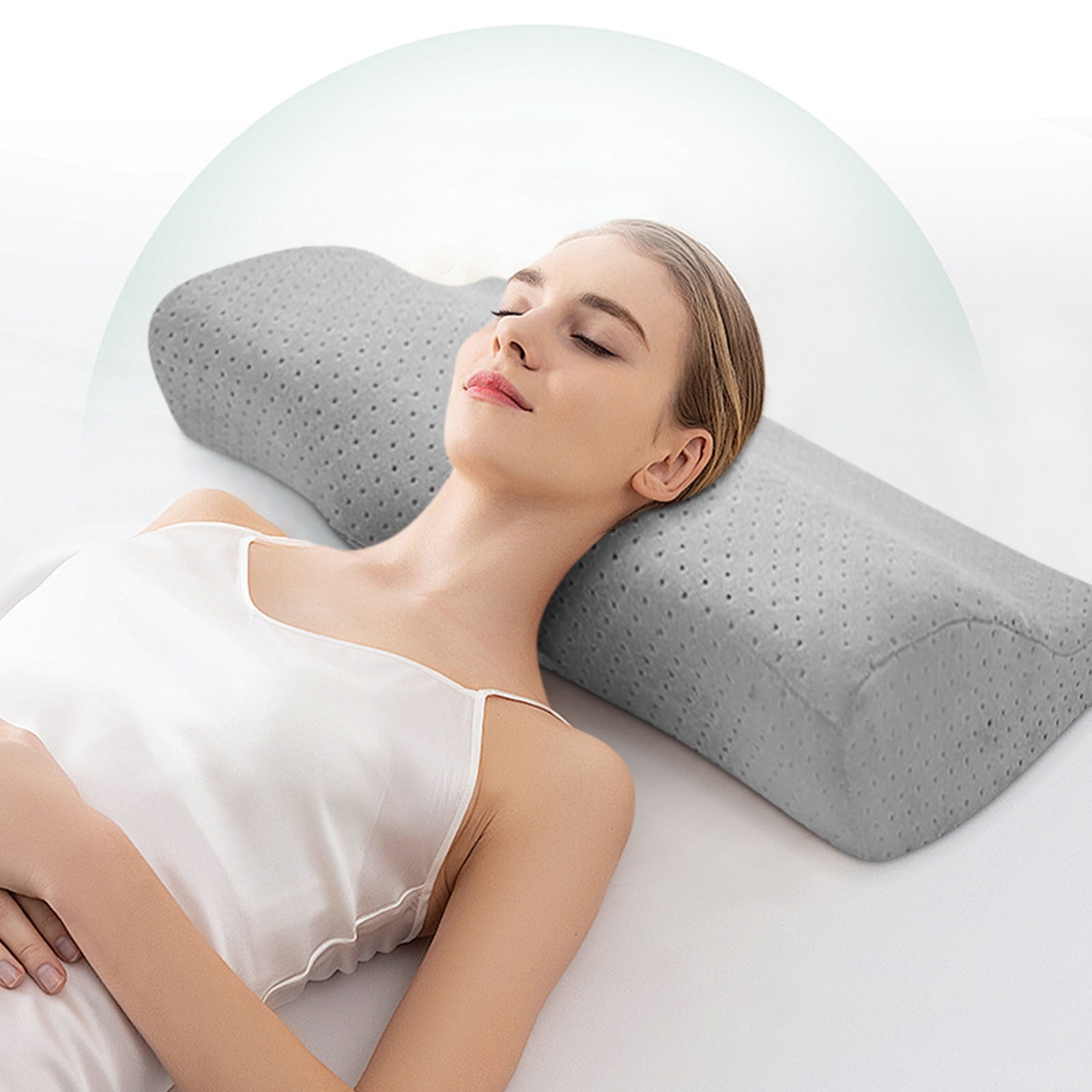 Cervical Neck Pillows for Pain Relief Sleeping, High-Density Memory Foam Pillow Neck for Bolster Support and Shoulder Relaxer, Decompression Devices Orthopedic Roll Pillow for Bed Office (Gray)