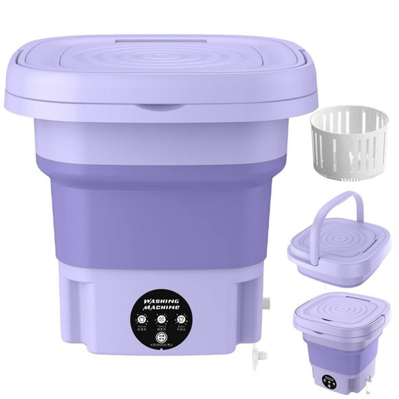 Flmtop 8L Mini Foldable Washing Machine Intelligent Imitation Hand Washing 3 Levels Timing Clothes Washer Vibration Wave Powerful Laundry Machine for Baby Clothes Underwear