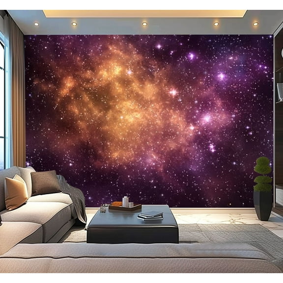 Peel and Stick Wallpaper Yellow galaxy Modern Art Wall Mural Decor Self Adhesive and Removable 100in x 144in