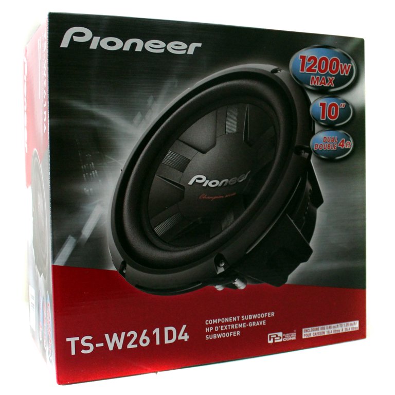 Pioneer 1200 Watt 10 Inch Subwoofer Champion Series Bass Sub | TS-W261D4 - Walmart.com