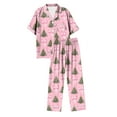 thumbnail image 4 of TTUHYWXI Satin Silk Christmas Pajamas Set for Women Xmas Print Long Sleeve Shirts Lounge Set Two Piece Pjs Pants Sleepwear (Hot Pink, M), 4 of 5