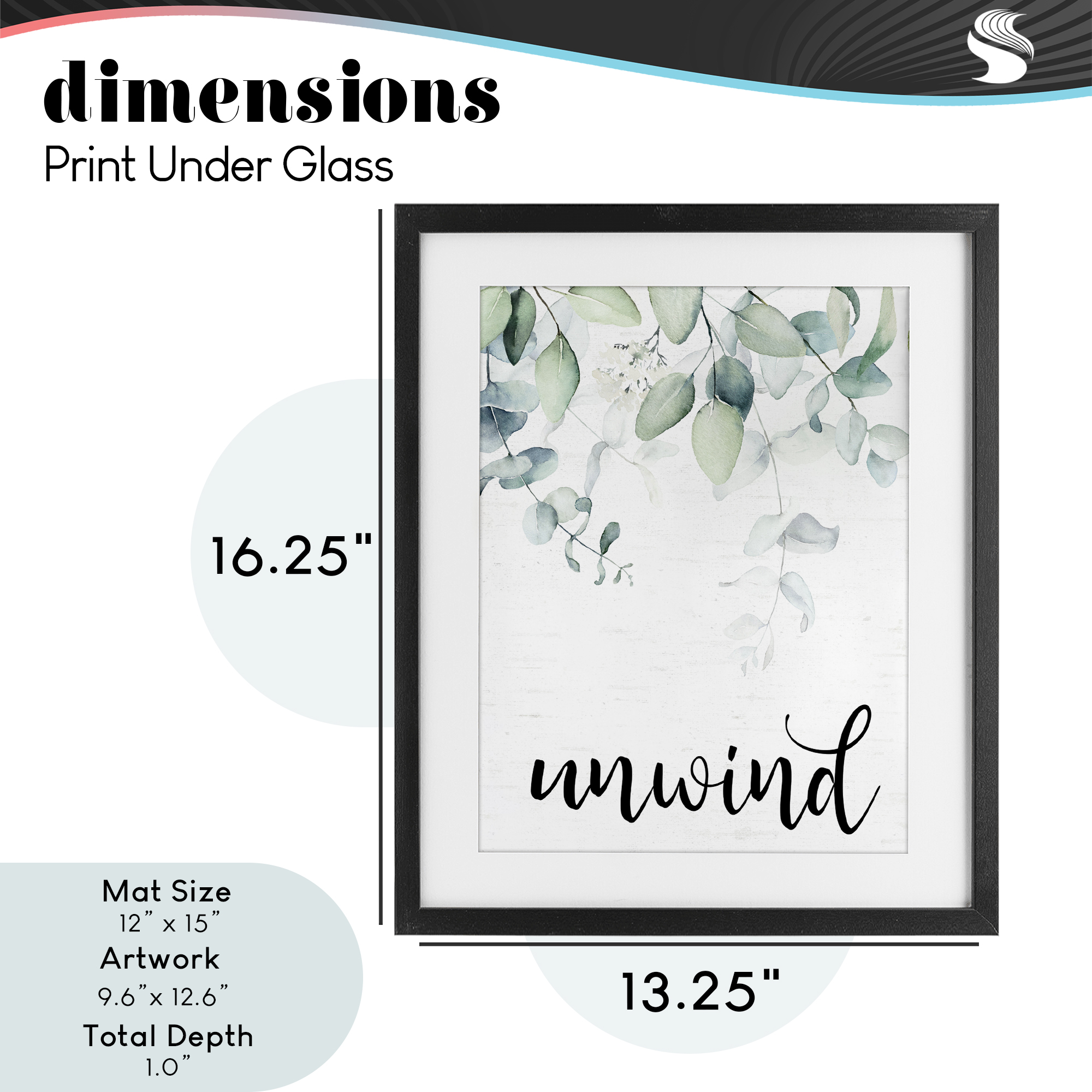 Unwind Leafy Herbs Black Framed Print Under Glass, design by Lettered and Lined
