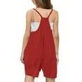 thumbnail image 5 of LNWUY Girls Summer Solid Color Sleeveless Adjustable Strap Short Pants Jumpsuit Casual Fashion Romper with Pockets Red 7 Years, 5 of 8