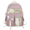 thumbnail image 1 of Backpack with Cute Pin Accessories Plush Pendant Kawaii School Backpack Cute Aesthetic Backpack Pink, 1 of 5