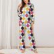 thumbnail image 2 of Balery Polka Dot Conjunto de Pijama con Estampado para Mujer, Conjunto de Dos Piezas con Manga Larga, Ropa de Dormir Suave con Bolsillos, Pijamas Cómodos-Large, 2 of 6