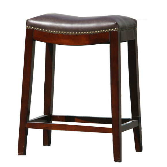 Backless Genuine Leather Counter Stool