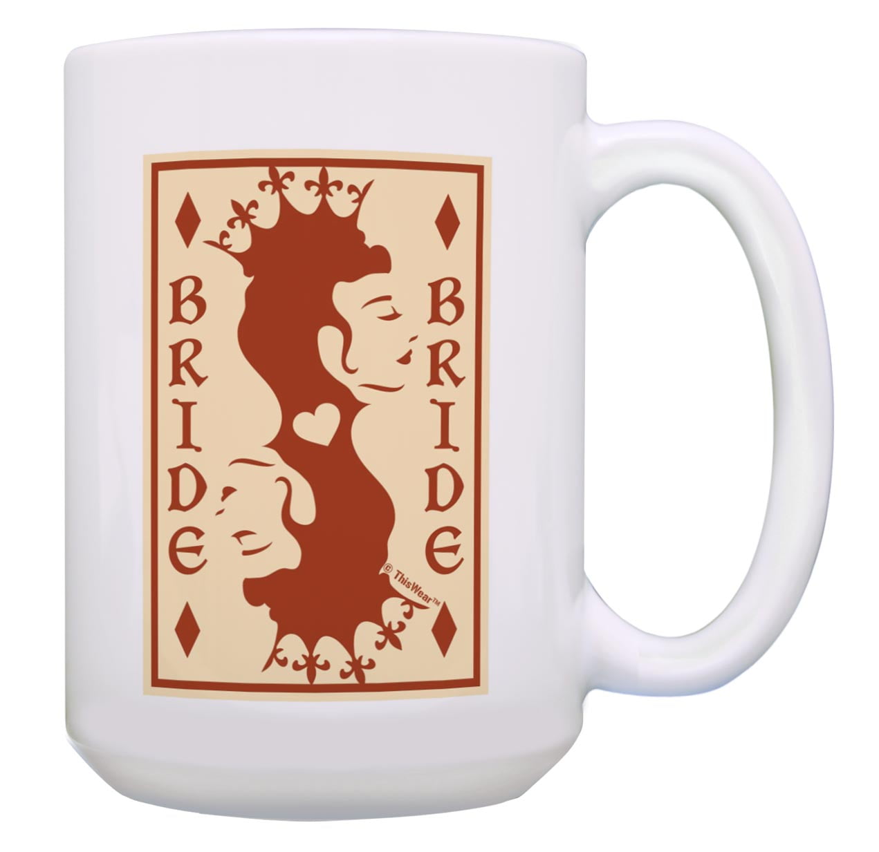 ThisWear Bride Bachelorette Gifts Bride Queen Playing Card 15oz Ceramic