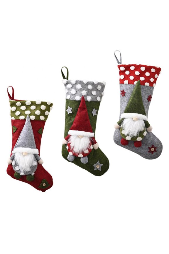3pcs/set Christmas Decorations 18.5 inch Plush 3D Elf Faceless Doll Christmas Socks
