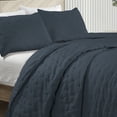 thumbnail image 3 of Mocaletto Reversible Quilts Set King Size, 3 Piece Navy Blue Quilt with Pillow Shams, Point Pattern Microfiber Bedspread, Lightweight Soft All Season Coverlet For Bedroom,Hotel &Gift, 3 of 7