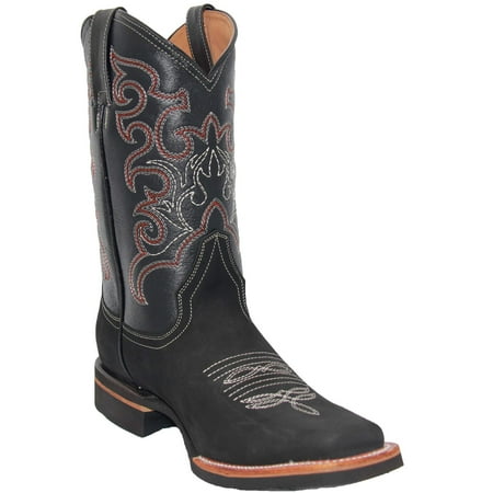 

Men s Leather Cowboy Western Boot Square Toe Black Brown