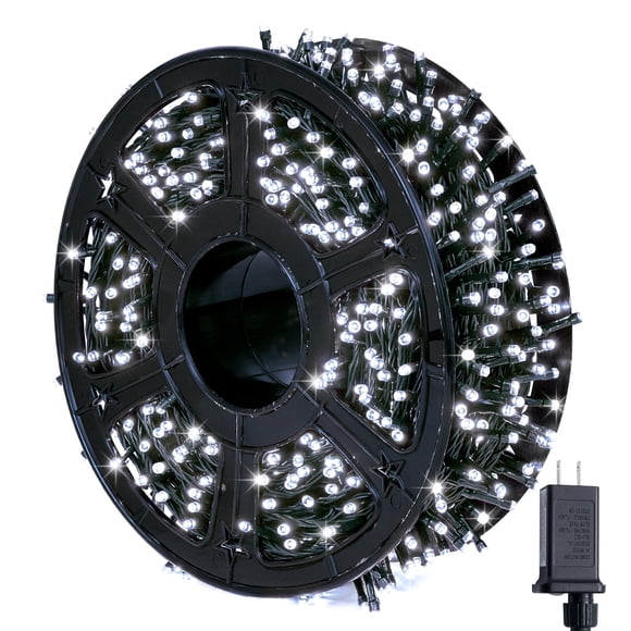 Luces navideñas JMEXSUSS 800 LED blancas de 272 pies, 8 modos