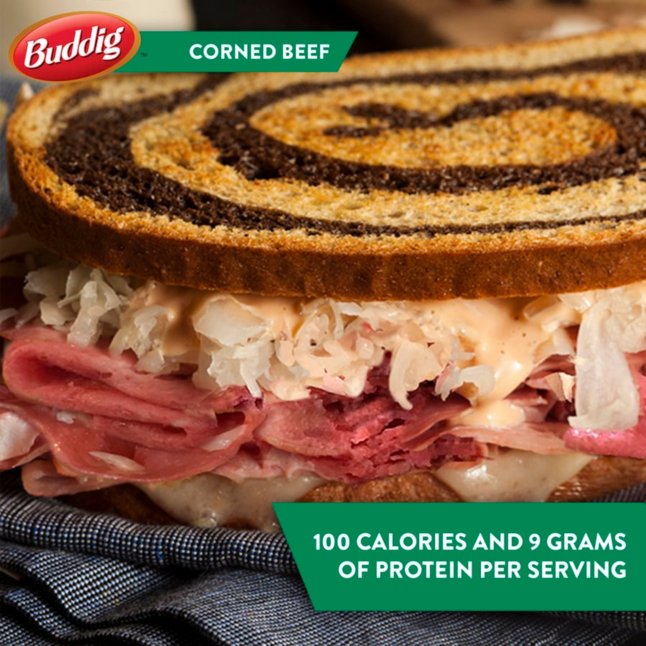 Carl Buddig Corned Beef Lunchmeat 2oz (56G) Pouch, 9g of Protein per Serving, Refrigerated