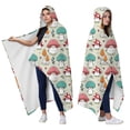 thumbnail image 2 of Wearable Blanket,Colorful Mushroom Cartoon Light Green Pattern Hooded Wearable Flannel Blanket for Adults & Teens,Winter Poncho Shawl Wrap Cape Cozy Anti-Pill,50"x60", 2 of 5
