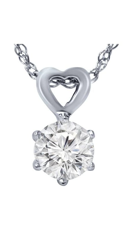 3 8ct Solitaire Diamond Heart Pendant 14K White Gold by Pompeii3