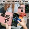 thumbnail image 2 of Wallet Case for Google Pixel 6, 5 Card Slots Magnetic Closure Zipper Pocket Handbag PU Leather Flip Case with Wrist Strap TPU Kickstand Full Protection Cover - Rose Gold, 2 of 9
