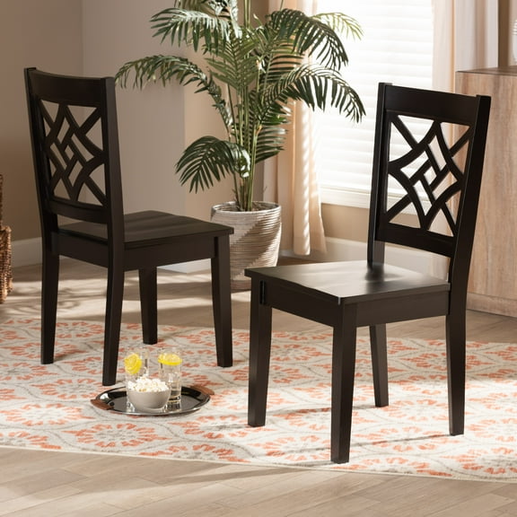 Baxton Studio Nicolette Dining Chair, Set of 2, Dark Brown