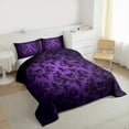 thumbnail image 3 of Manfei Victorian Damask Queen Comforter Set, Black Purple Bohemian Bedding Sets, Halloween Sugar Skull Bedding Comforter Set, Ultra Soft Home Decor, 3-Piece Reversible, 3 of 8