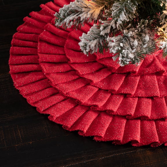 Shimmer Burlap Red Ruffled Mini Tree Skirt 21