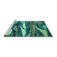 thumbnail image 2 of Ahgly Company Machine Washable Indoor Rectangle Abstract Turquoise Blue Modern Area Rugs, 4' x 6', 2 of 4