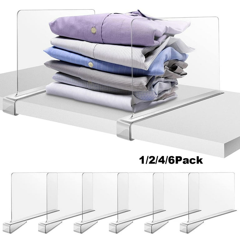 6 Pack Shelf Dividers for Closet Organization,Clear Acrylic Shelf