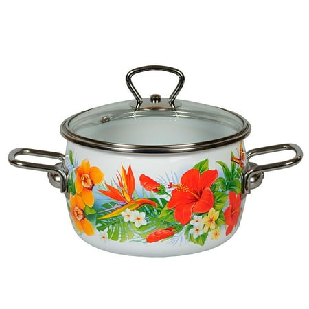 

Enameled Steel Pot Tropicana Enamelware Pot Kitchen Pot Cooking Pot (3.2-qt. (3 L))
