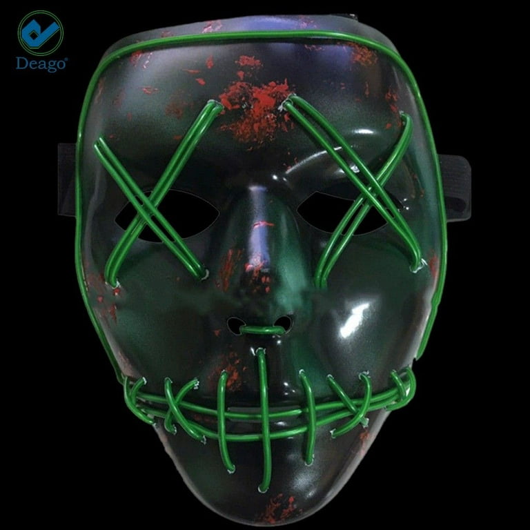 Deago 3 Modes Halloween Scary Mask Cosplay Wire Led Light Up Costume Party  Mask Purge Movie