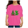 thumbnail image 4 of Toddler Girls Autumn Long Sleeve Christmas Dinosaur Graphic Print Tee Shirt Top Hot Pink 3-4 Years, 4 of 4