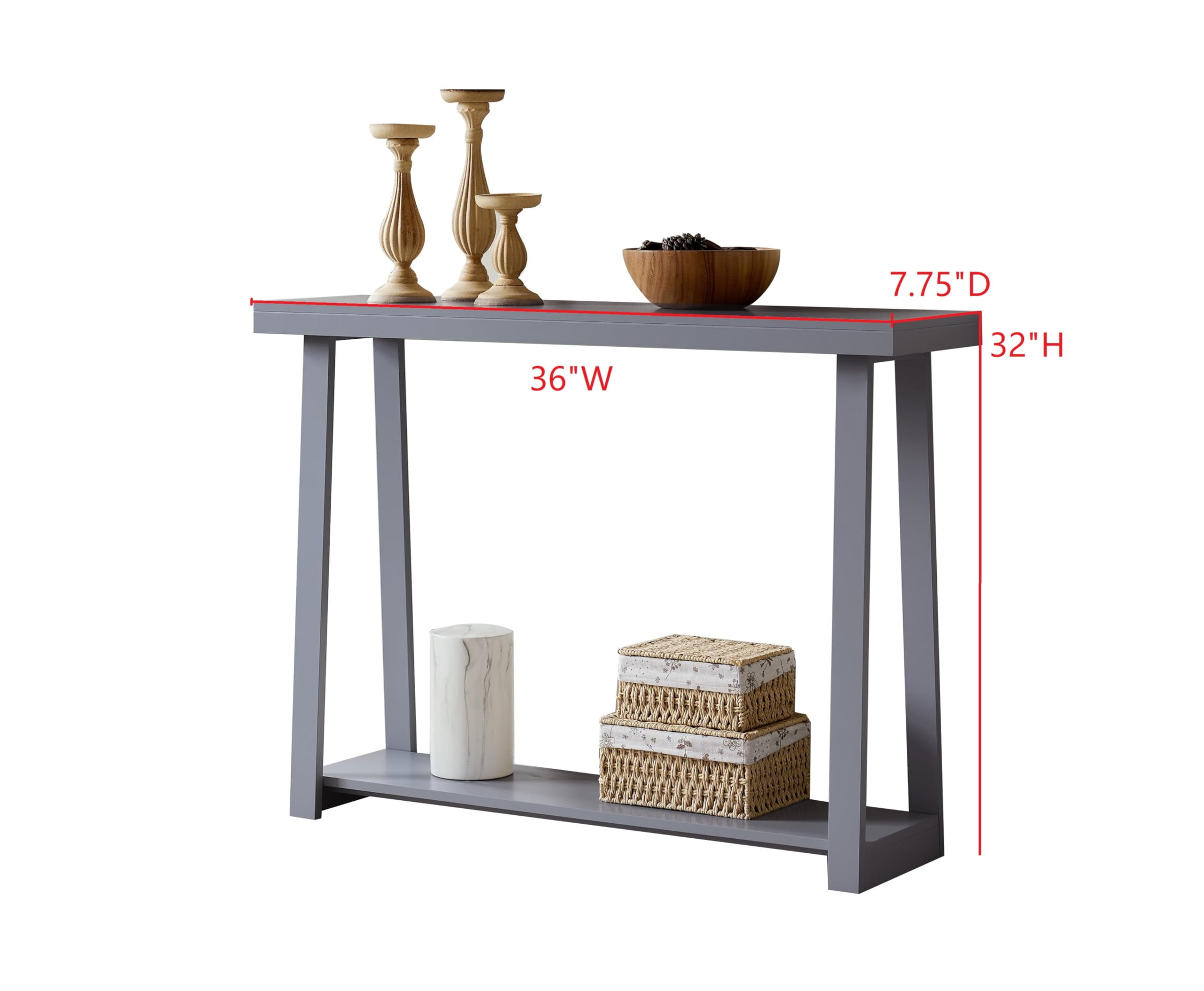 Kings Brand Furniture Emma Wood Console Sofa Table with Storage Shelf for Entryway, Hallway, Behind The Couch, Living Room, Foyer, Bedroom (Grey, 36 inches)