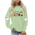 thumbnail image 6 of YUGYXL Plus Size Tops for Women T Shirts Casual Long Sleeve Pumpkin Milk Tea Coffee Graphic Print Halloween Tees Green L, 6 of 8