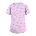 thumbnail image 5 of Valentine Day Scrub Tops for Woman Short Sleeve Plus Size V Neck Cute Scrub Tops Love Heart Print Nursing Quick Dry Uniforms with Pockets Purple 2XL, 5 of 5