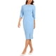 thumbnail image 4 of Vestido de tubo para mujer Inspire Chic, cuello barco, mangas 3/4, dobladillo dividido, vestido midi para el trabajo, azul cielo L, 4 of 6