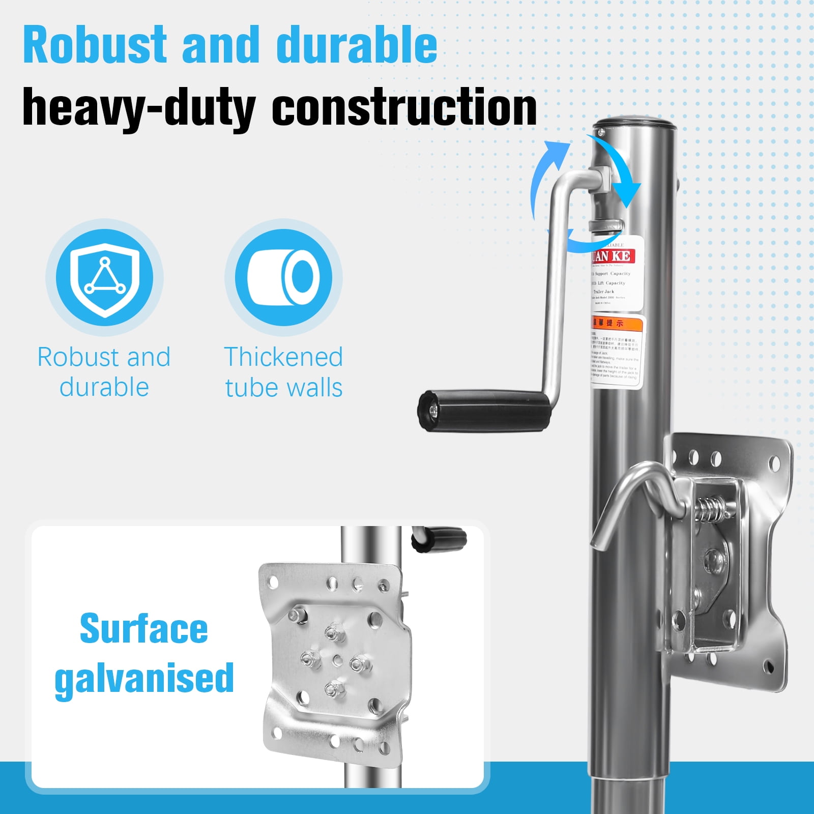 Qiyester 2000 Lbs Trailer Jack with Dual Wheel Heavy Duty Swivel Boat Jack 10 Inch Lift Bolt-on Tongue Trailer Jacks for Rv Boat Trailers