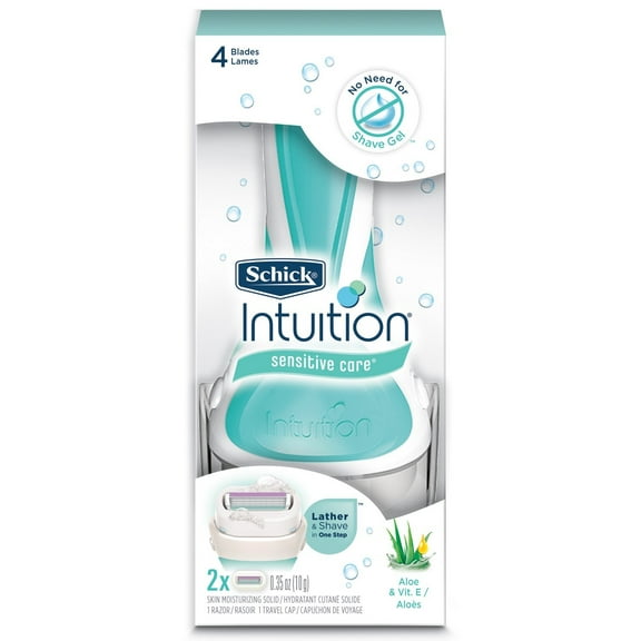 Schick Intuition Naturals Sensitive Care Razor with 2 Refill Blade Cartridges