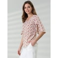 thumbnail image 4 of INSPIRE CHIC Women's Casual Half Ruffle Sleeve Shirts V Neck Floral Blouse Tops, 4 of 6
