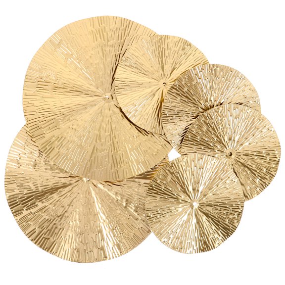 FRCOLOR 6Pcs Luxurious Gold Metal Circle Wall Art Accent Decor for Living Room Walls