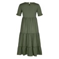 thumbnail image 3 of TopLLC Robes d'Été pour Femmes Robe Maxi Bohème Sans Manches Col Carré Dos Nu Ourlet à Volants Longue Robe d'Invité de Mariage, 3 of 5